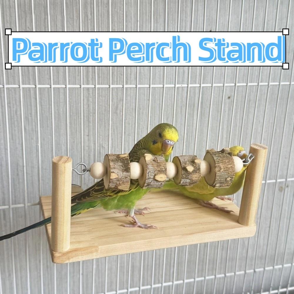 Natural Wooden Parrot Perch Stand Bite-resistance Wear-resisting Bird Paw Grinding Rack Interactive Oral Exercise Station