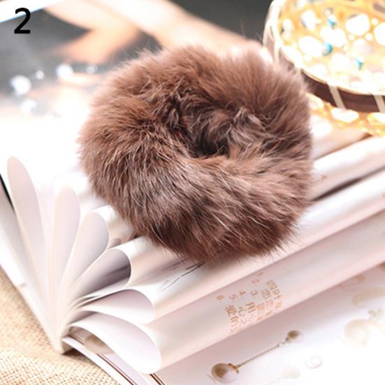 

Модная мягкая резинка для волос из искусственного меха, эластичная однотонная веревка для волос, хвост, хвост, повязка для волос кофейный