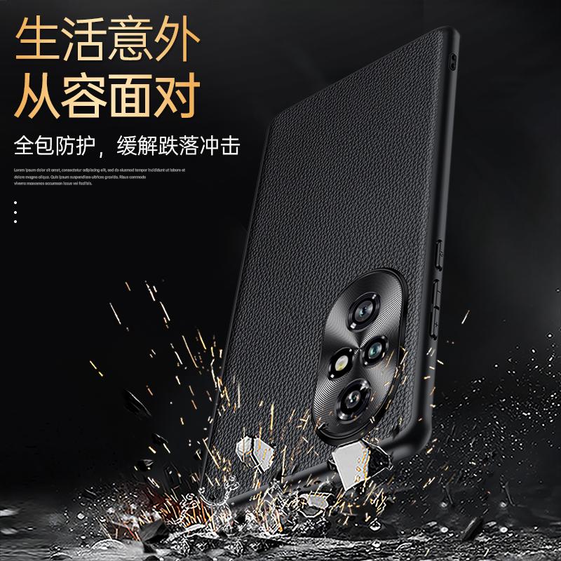 For Honor 200 100 90 80 70 60 Pro Litch Style Genuine Leather Case CD Pattern Full Camera Lens Protection Matte Soft TPU Cover