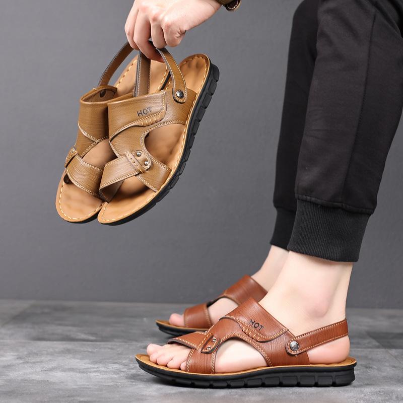 Men's sandals summer wear new casual driving dual-purpose beach dad deodorant cool slippers stepping on shit