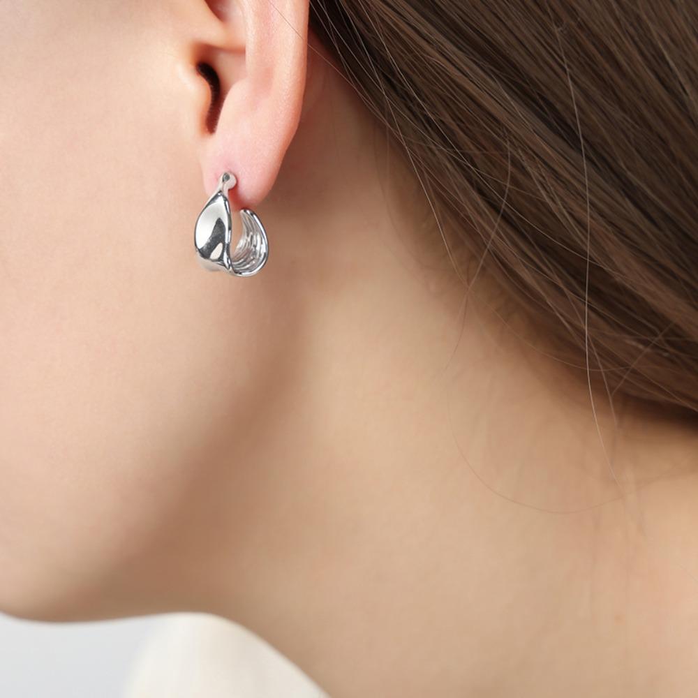 

Геометрические серьги с позолотой 18 карат, из нержавеющей стали, женские украшения, нишевые серьги, ювелирные изделия, для вечеринки серебряный