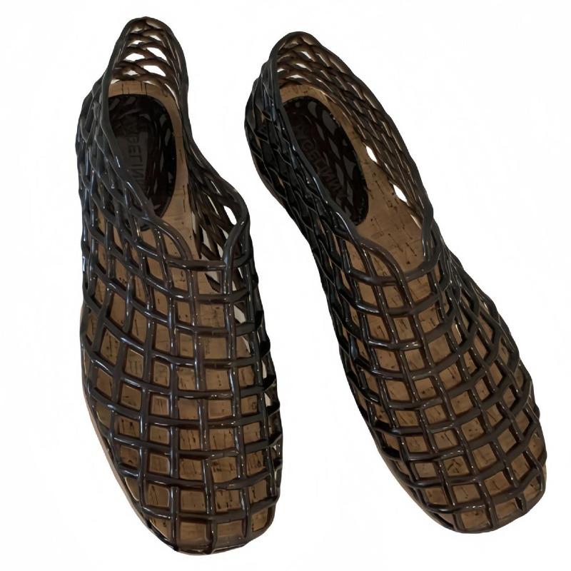 Women Jelly Flats Mesh Ballet Flats Square Toe Fashion Slip-On Flats Lightweight Casual Flat Sandals Breathable for Summer Beach