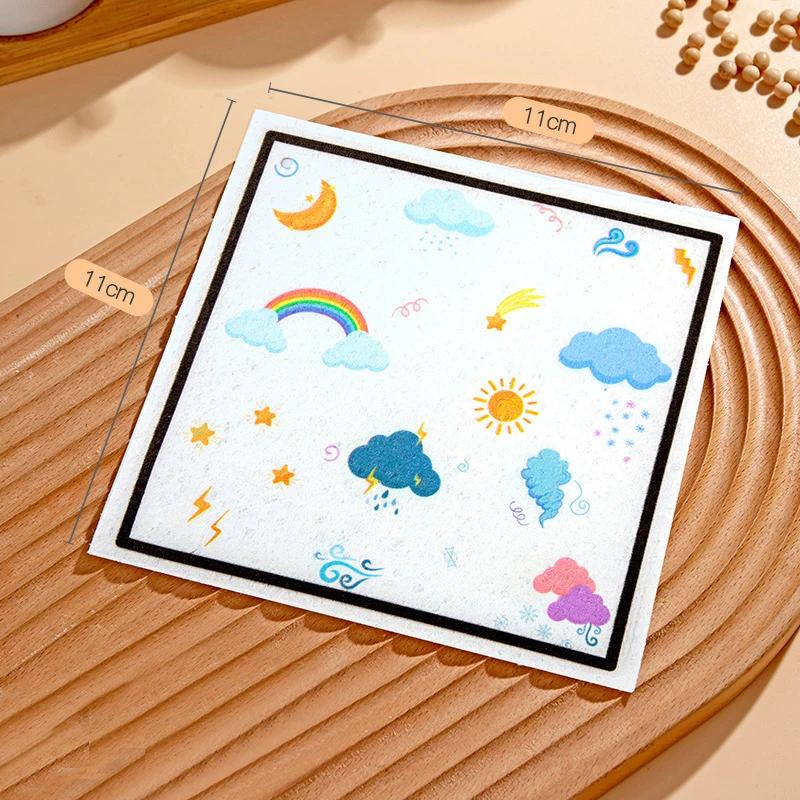Non-stick Cartoon Wood Pulp Cotton Magic Sponge Compressed Magic Wipes Dish Cloths Absorbent Cleaning Sponges Kitchen Tools