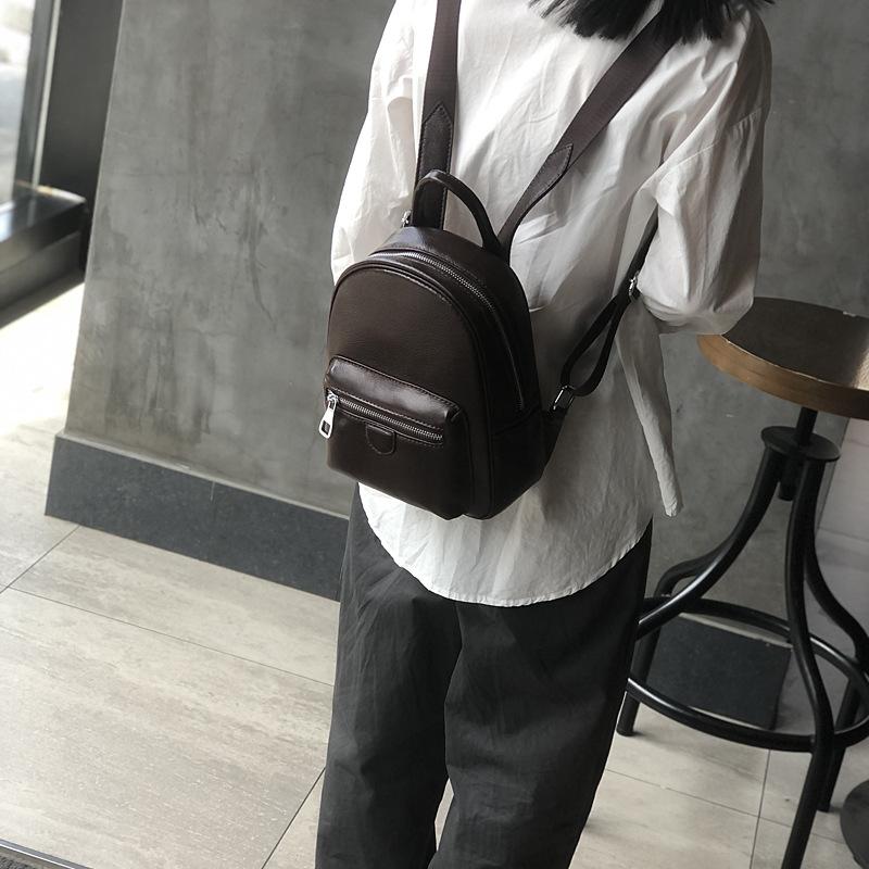 Johnature Versatile Genuine Leather Women Bag Small Backpack Leisure Solid Color Natural Cowhide Travel Backpacks