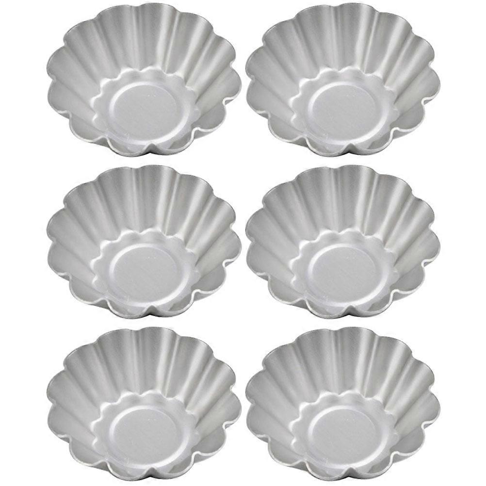 6pcs Flower Shape Egg Tart Molds Reusable Non-stick Cupcake Muffin Baking Molds