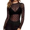European & American Hot Style Lace Women's Mesh Club Top - See-through Base Shirt