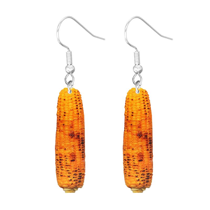 Food Earring 2D Handmade Cute Interesting Taco Corn Crunchy Burger Biscuits French Fries Ice Cream Cheese Cute