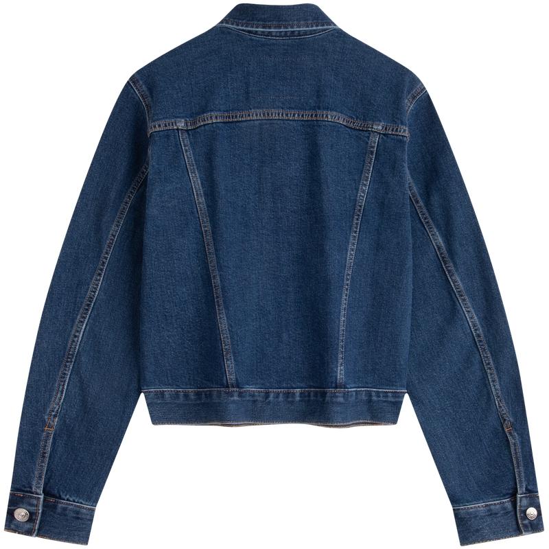 Calvin Klein American Vintage Minimalist Label Single-Breasted Collar Long Sleeve Denim Jacket Women Jacket Denim-Blue 40WK731