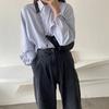 WTEMPO Office Ladies Spring Fall Striped Bottoming Long Sleeve Shirts Women Large Size Butttons Turn-down Collar Casual Shirts