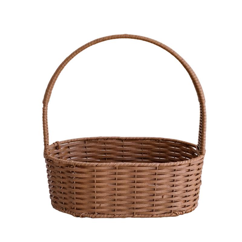Pastoral Woven Rattan Flower Basket for Home Storage and Picking