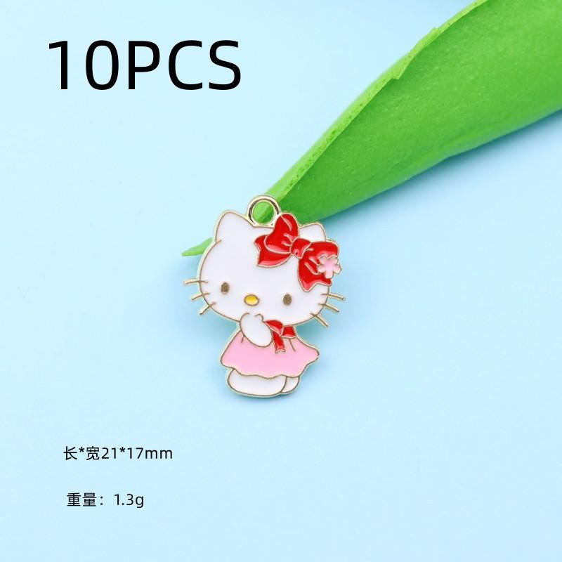10PCS Cartoon DIY multiple cute cat alloy drip oil accessories keychain necklace bracelet pendant