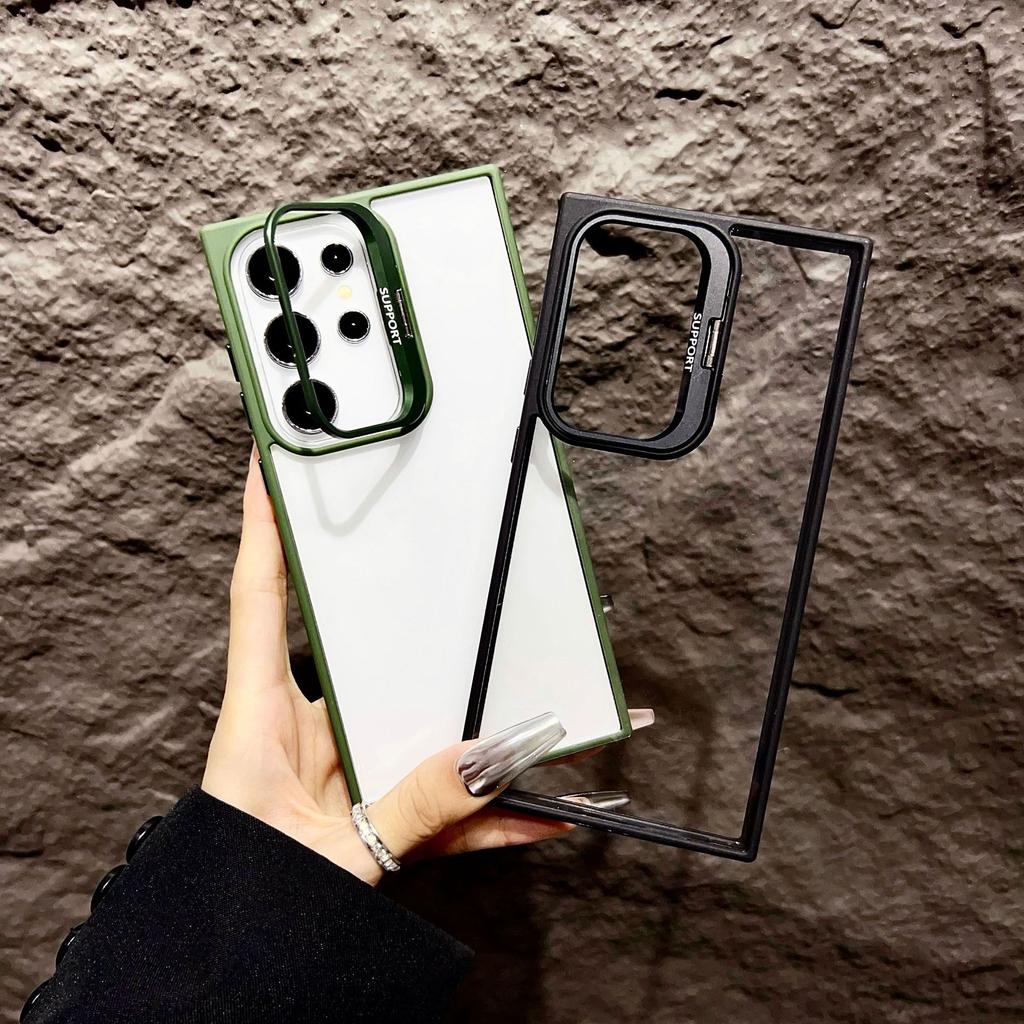Suitable for Samsung S25 Ultra Lens Bracket Mobile Phone Case S24Plus High Transparent Anti Fall S23FE Transparent Protective Case