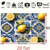 2D Mediterranean Lemon Backdrop, Blue Talavera Tiles with Lemons Photo Background