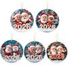 Christmas Santa Ornament 2026 Round 2D Acrylic Santa Claus Christmas Tree Ornament for Holiday New Year Home Decor