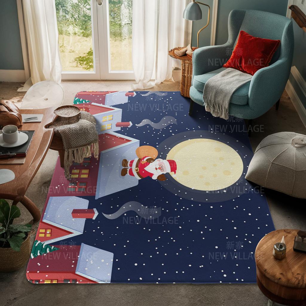 House Entrance Carpet Home Door Mat Living Room Bath Foot Bathroom Non-slip Water Absorption Rugs Bath Merry Christmas Winter