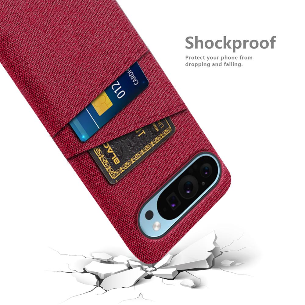 For Google Pixel 9/Pixel 9 Pro Phone Case 2 Card Holders Cloth Texture Back Cover