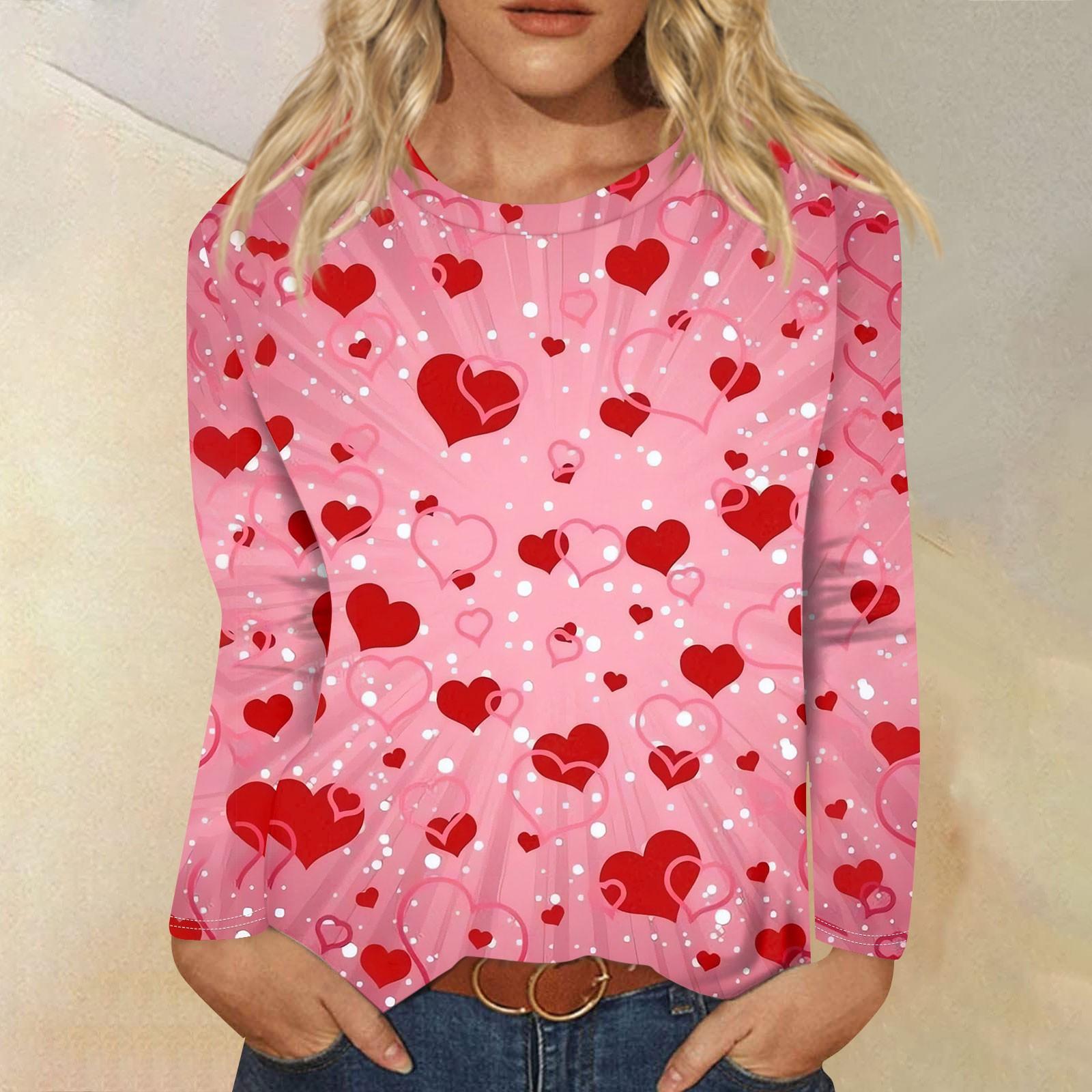 

Женская мода с длинным рукавом и круглым вырезом ко Дню святого Валентина S красный