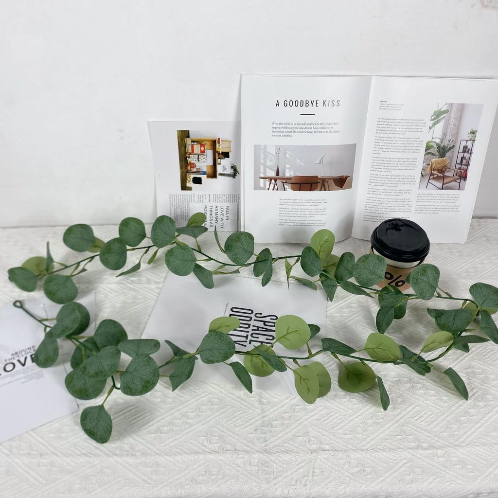 Artificial Simulation Green Plant Vine 72 Mesh Money Leaf Eucalyptus Leaf Home Decoration Simulation Eucalyptus Vine
