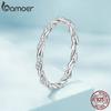 BAMOER 925 Silver Braided Texture Twisted Eternity Band Stackable Rings Fine Jewelry
