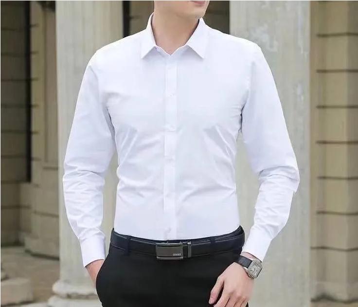 Spring Men's Shirt Long Sleeved Slim Fit Shirt Solid Color Top