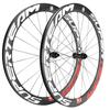 SUPERTEAM Carbon Clincher Wheels 700C Disc Brake Bike Wheel Set and Center Lock Thru Axle 50C-25 (White Red, 12100-12142)