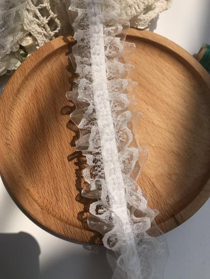 Black & White Elastic Organza Lace Trim – 4cm Pleated Band for DIY Accessories & Handmade Projects