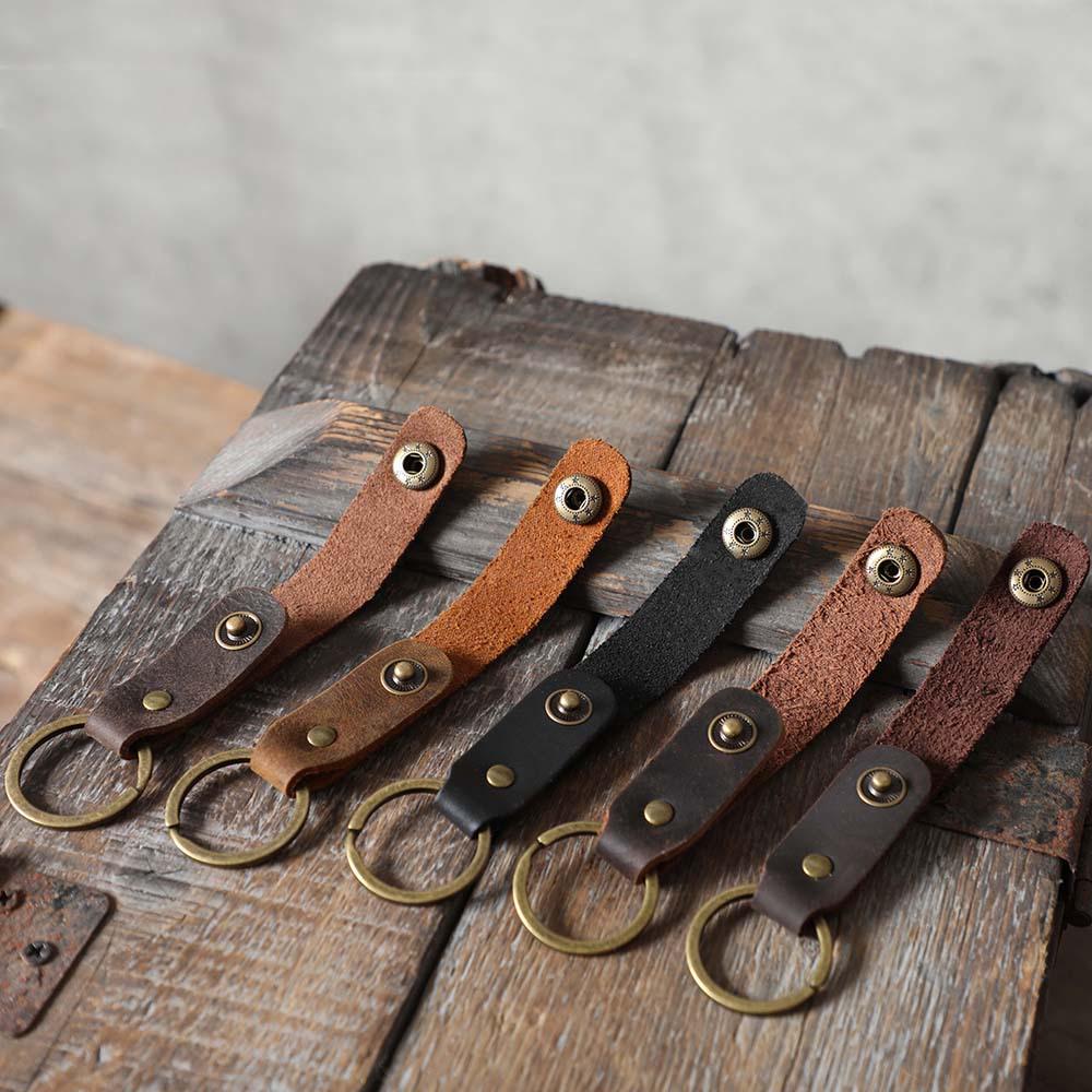 Handmade Genuine Leather Car Key Bag - Classic Retro Style