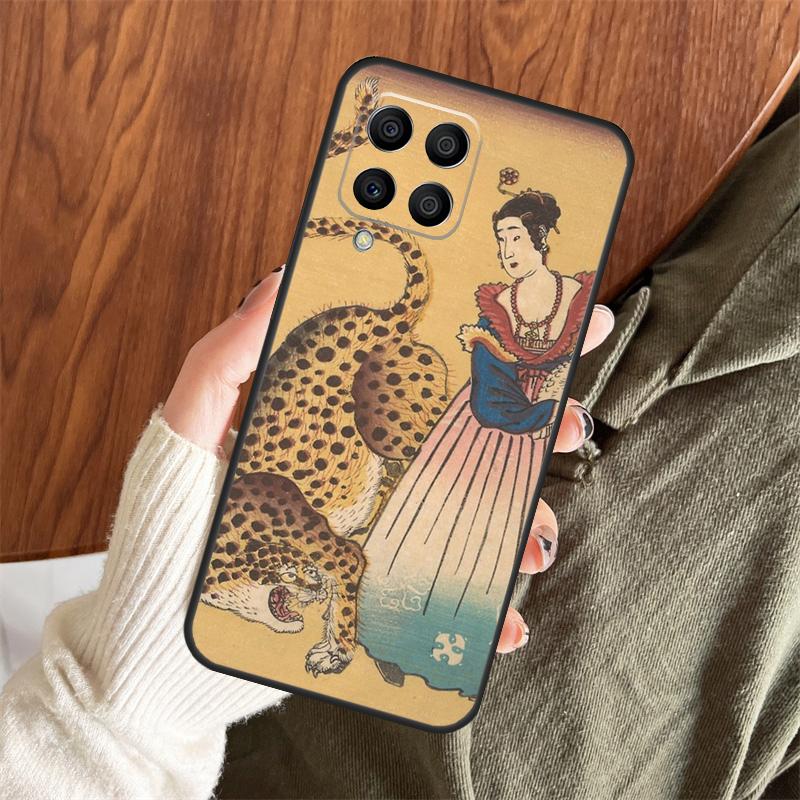 Japanese ukiyo-e Art Panther Tiger Case For Samsung Galaxy M13 M33 M53 M15 M35 M55 M06 M16 M36 M56 M31 M12 M32 M52 M14 M34 M54