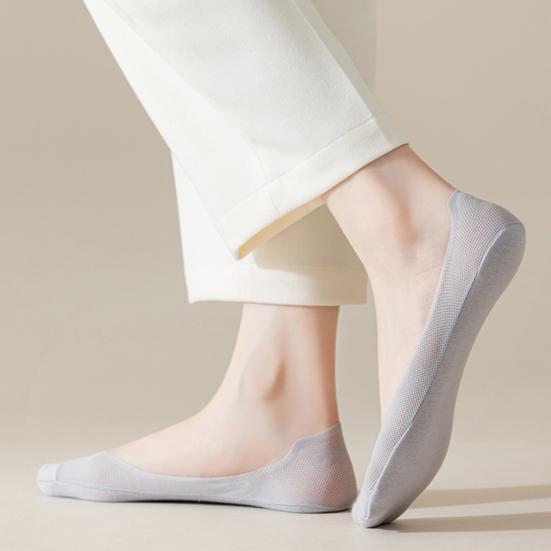 1 Pair Summer No Show Socks for Women, Thin Breathable Cotton Ice Silk Liner Socks, Non-Slip Low Cut Hidden Socks for Flats, Comfortable Invisible