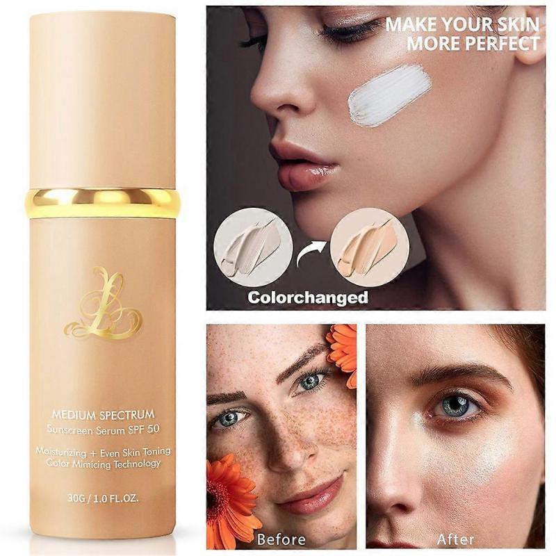 Fondotinta 4-in-1 che cambia colore con SPF 50+, Fondotinta a Spettro Medio, Coprenza Totale & Lunga Tenuta