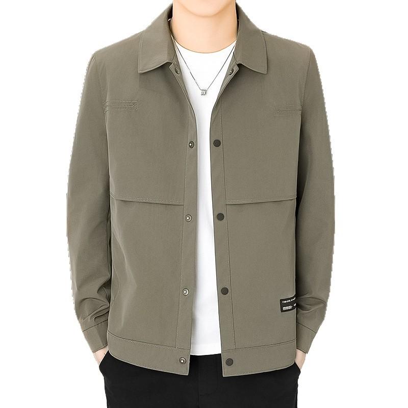 Spring and Autumn New Jacket Men's Simple Casual Jacket Trendy Versatile Middle-aged and Youth Top Jacket