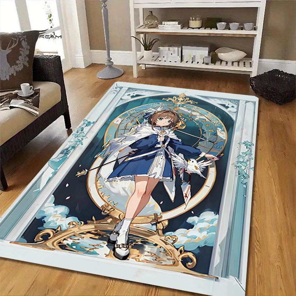 Elegant Blue Floral Dress Decoration,Carpet,Living Room,Bedroom, Non-slip,Square rug