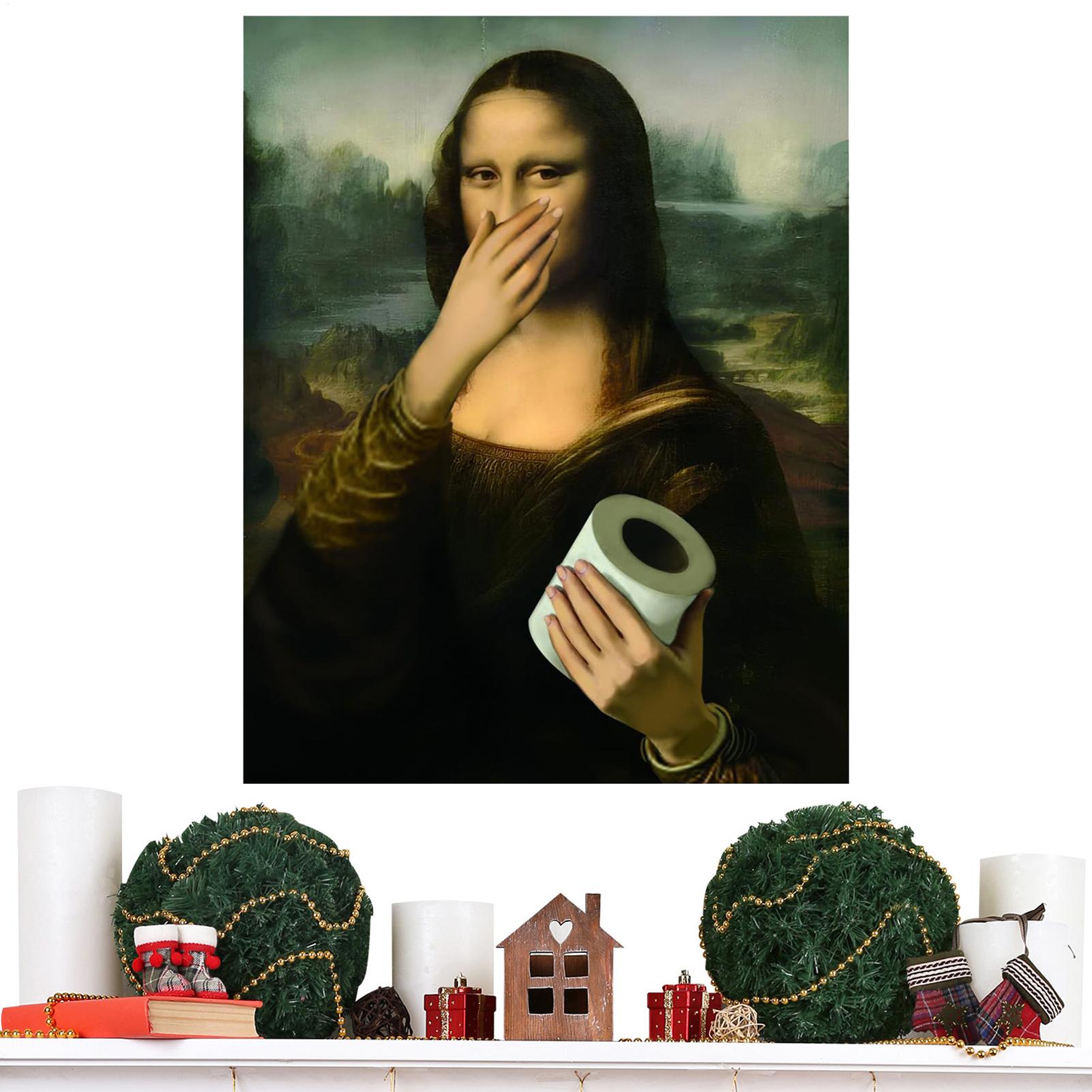 

Funny Mona Lisa Bathroom Wall Art Decoration Canvas Painting Wall Art Poster Toilet Retro Humor Bathroom Wall Decoration China Mainland