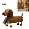 Retro Dog Decor Plaid Scarf Dachshund Figurine, Statue with Paw Handmade Puppy Figurine Print Charm, Handcrafted Mini Desktop Decoration
