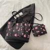 Einfaches Kirsch 3er Set Schultertaschen für Damen Große Kapazität Damen Pu Umhängetasche Tragbare Damen Einkaufstasche Handtaschen