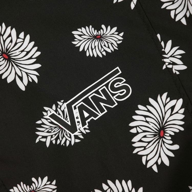 Vans Floral Print Sports Casual Stand Collar Jacket Women Jacket Black VN0A4RBOZK3