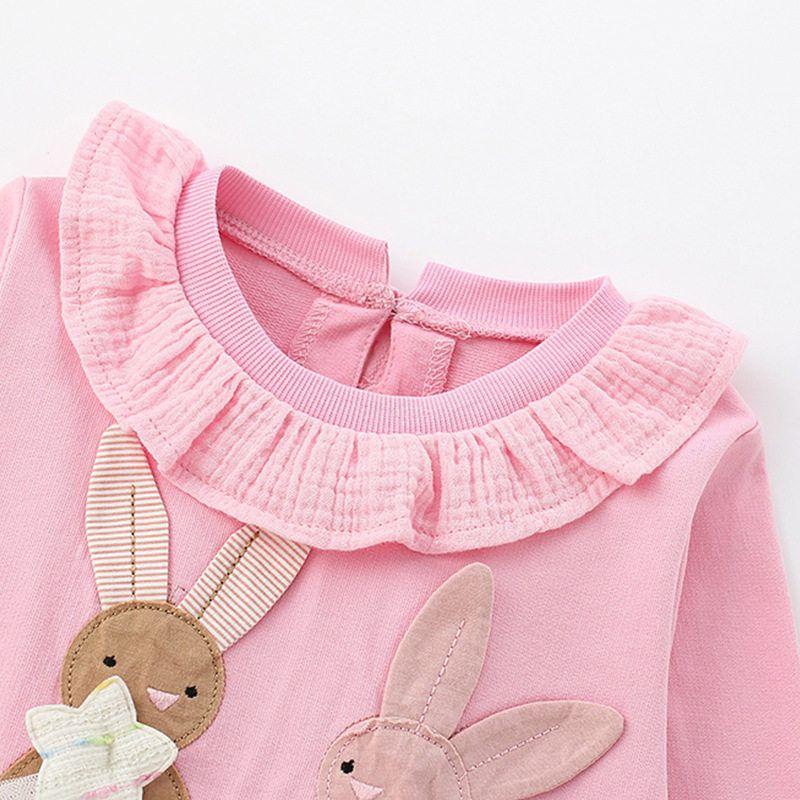 Children's Stylish Tops 2025 New Girls' Skin-Friendly Pure Cotton Sweatshirt Base Shirt Cute Pure Cotton Autumn Wear for Baby Girls