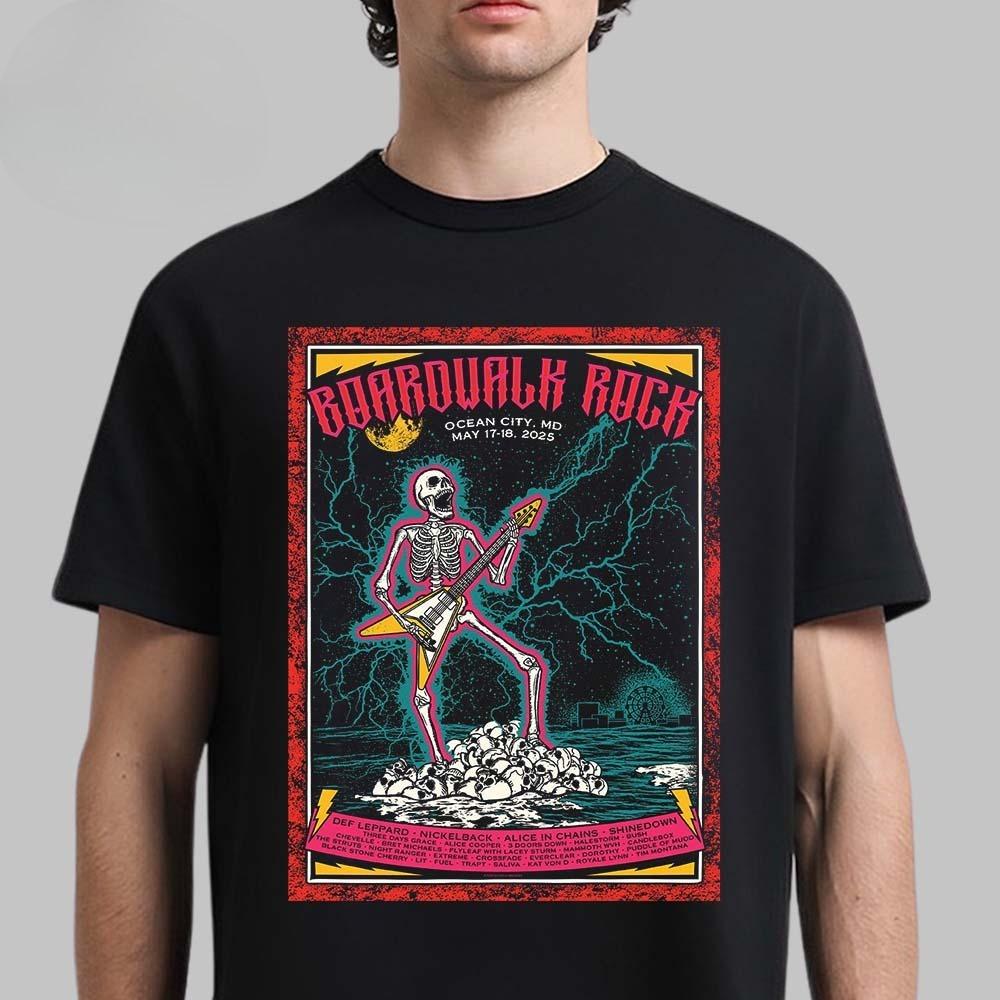 

Boardwalk Rock 2025 Linup in Ocean City Maryland on May 17 18 2025 Two Sided Essentials T-Shirt 4XL