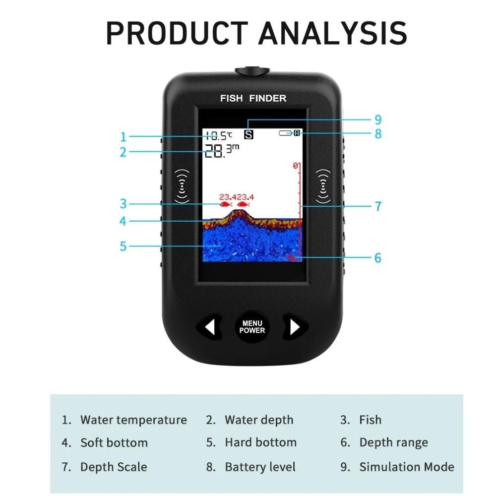 LCD Display Portable Sonar Finders 45 Degrees Sonar Fish Finder XF03 Fish Finders  Fishing Lure