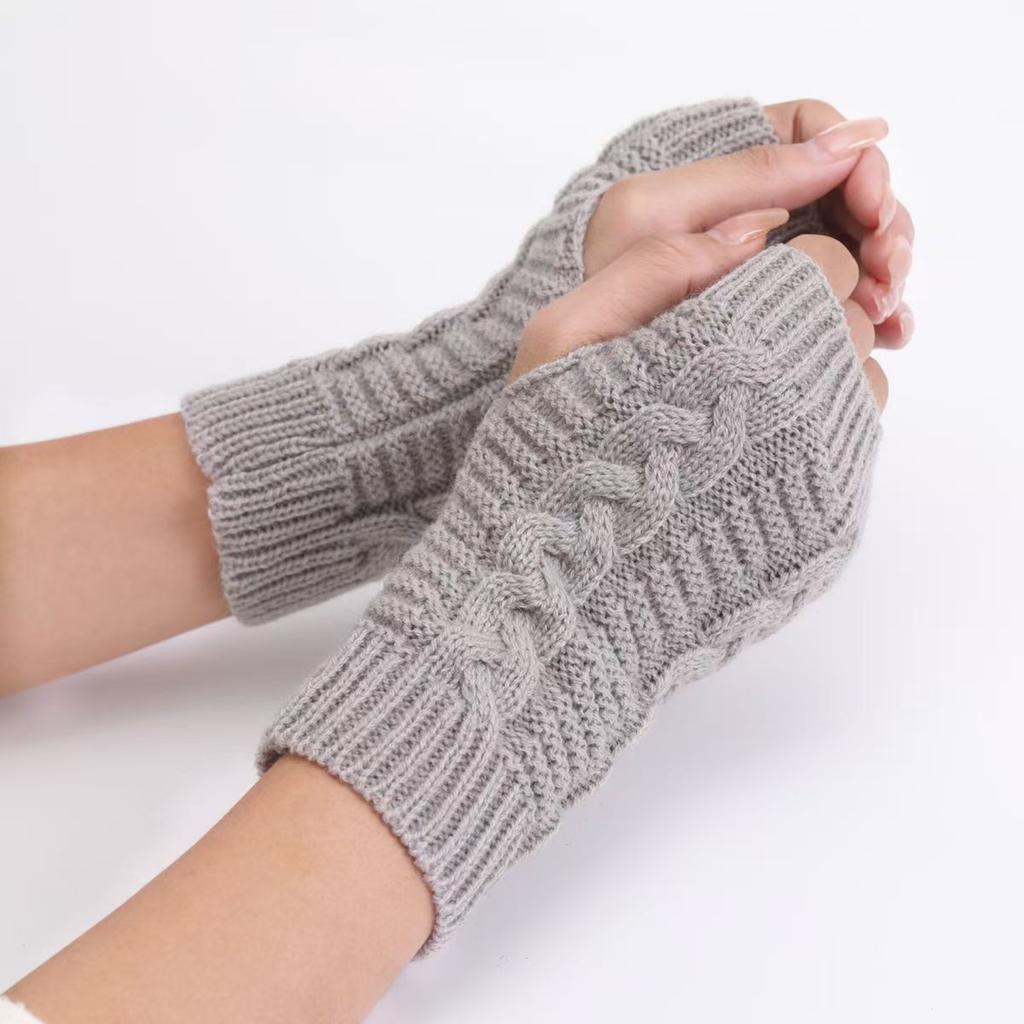 Fashion Knitted Gloves Arm Fingerless Winter Gloves Unisex Soft Warm Mitten