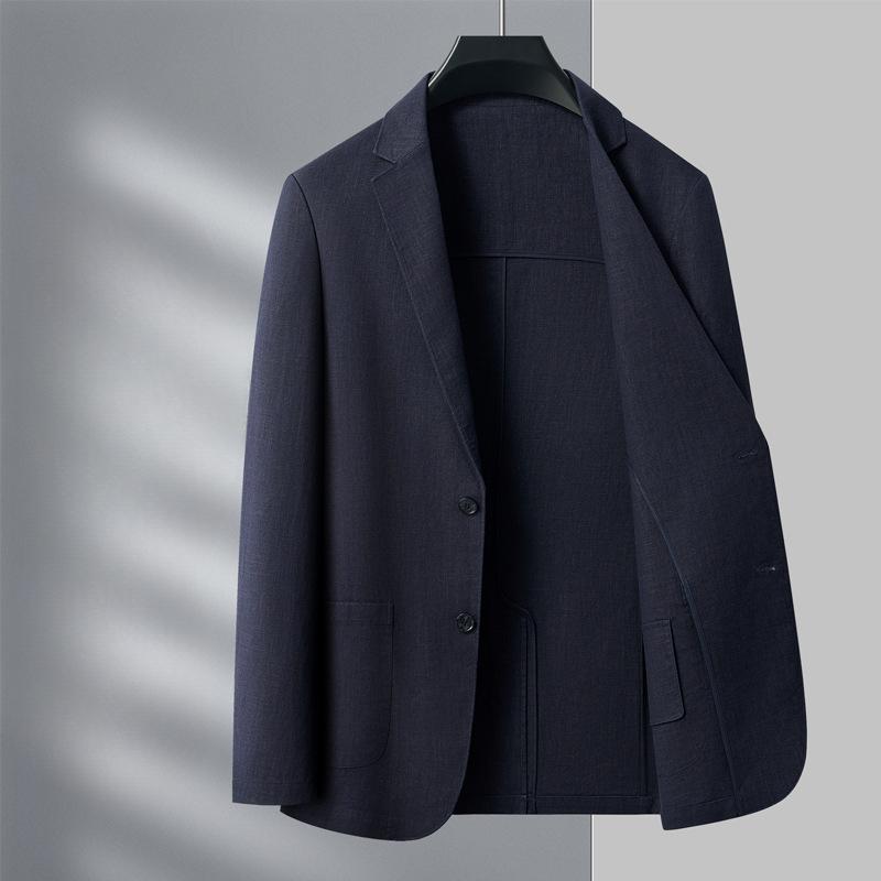 New Linen Suit for Men Light Business Casual Summer Thin Single-layer Ice Silk Free Iron Cotton Linen Suit