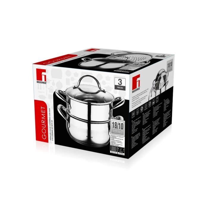 Bergner Gourmet - Cuiseurs À Pâtes Acier Inoxydable Avec Couvercle 18x9 Cm 2.2l Bon Pour L'induction
