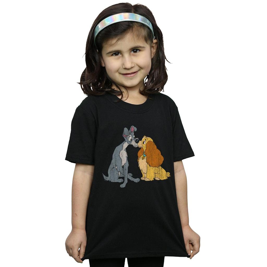 Disney Mädchen-T-Shirt „Lady And The Tramp Distressed Kiss“ aus Baumwolle