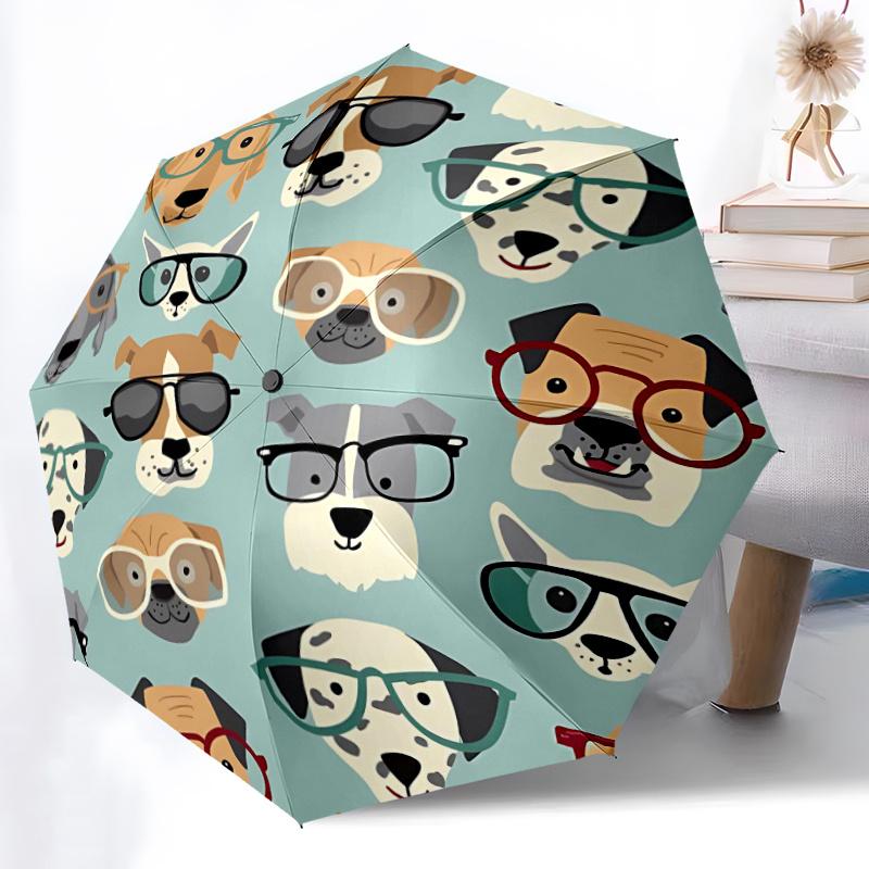 1pc Dogs Glasses Automatic Open/close Umbrella, 8-Rib sturdy structure, Portable Travel Umbrella, Parties, Everyday Use, Outdoor Accessory