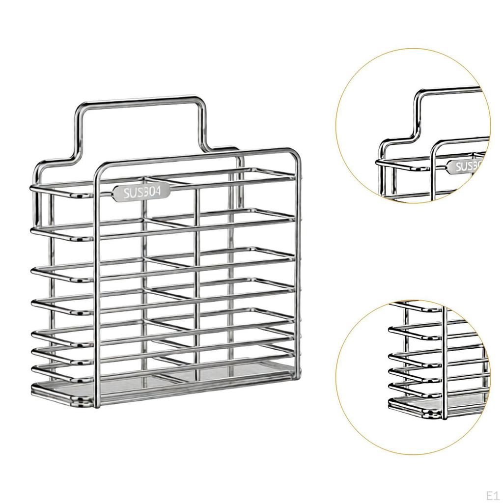 Chopsticks Holder Kitchen Utensils Wall Mount Household Utensil Cage with Drain Tray for