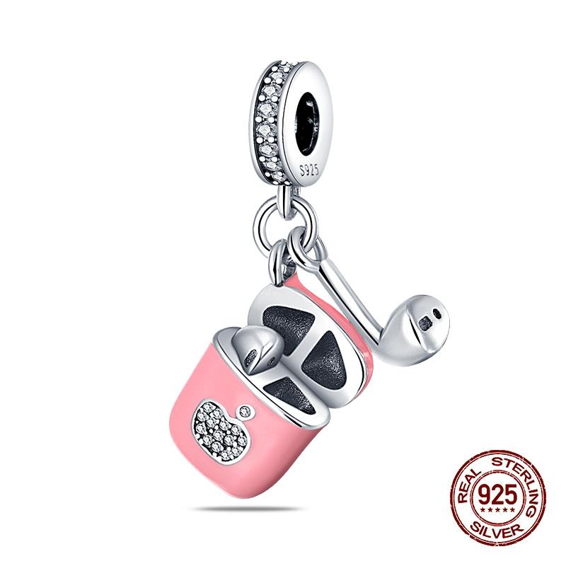 Fit Original Copper Charms Beads Game Console Headphones Pink Charms For Women Fine Diy Birthday Jewelry Gifts