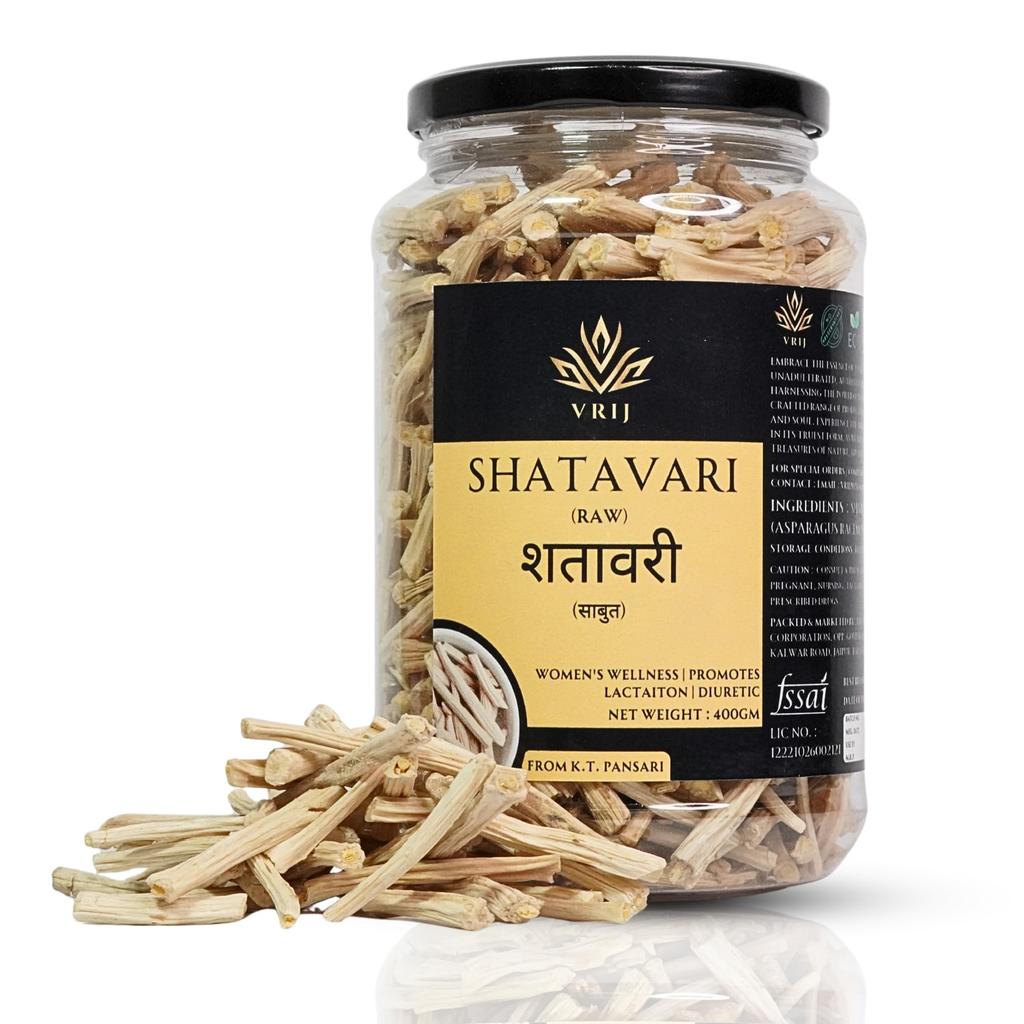 VRIJ Shatavari Raw Root | 400Gm | Hormonal Balance | Women's Wellness | Organic | Unadulterated | Genuine | Natural | Authentic