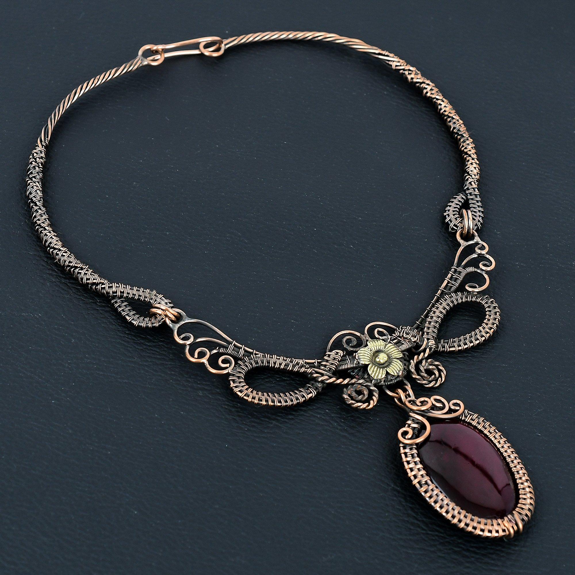 

Ожерелье из красного лабрадорита, украшения, обернутые медной проволокой 999 пробы, ювелирные изделия с драгоценными камнями, ожерелье с регулируемой цепочкой, свадебный подарок ручной работы