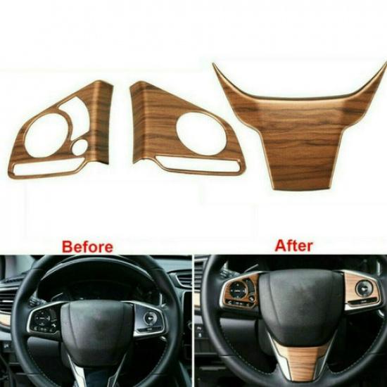Peach Wood Grain Car Steering Wheel Decor Cover Trim For Honda CR-V CRV 2017-20<