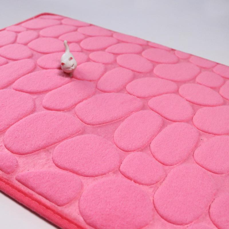 Coral Fleece Cobblestone Embossed Bath Mats - Absorbent, Simple Solid Color Door Mats